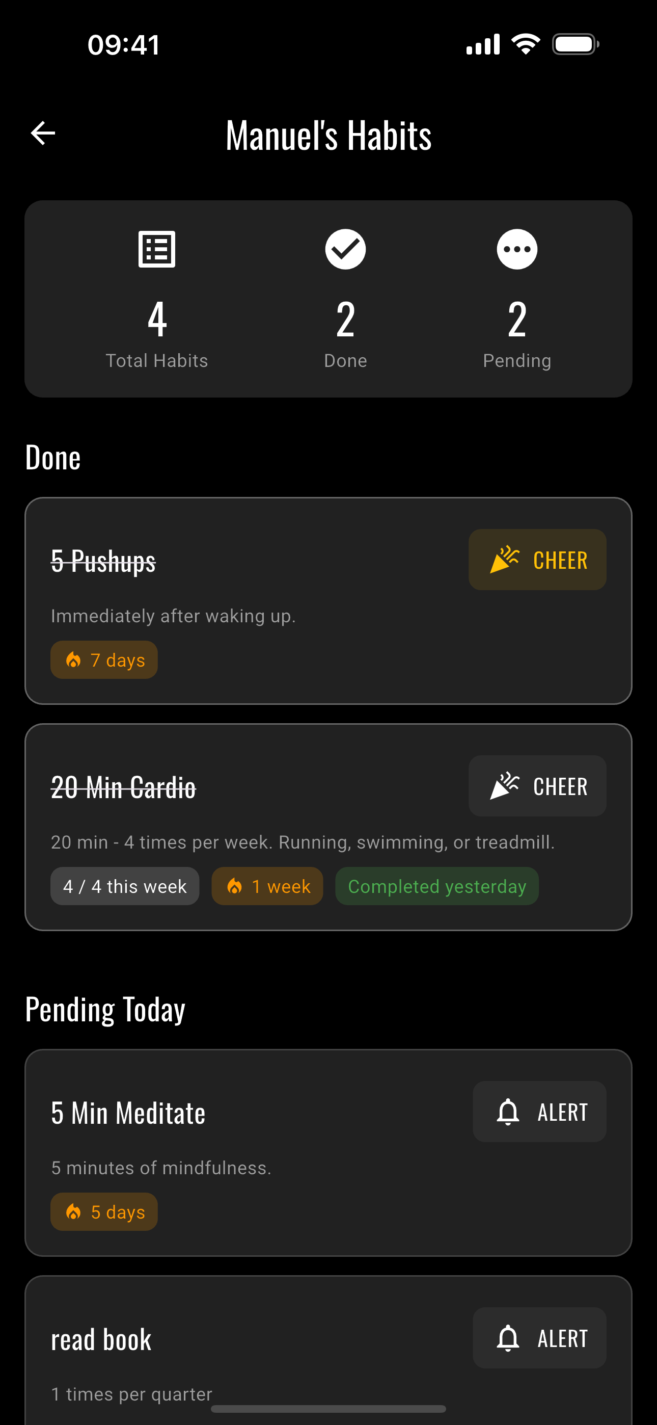 Friend's habit details