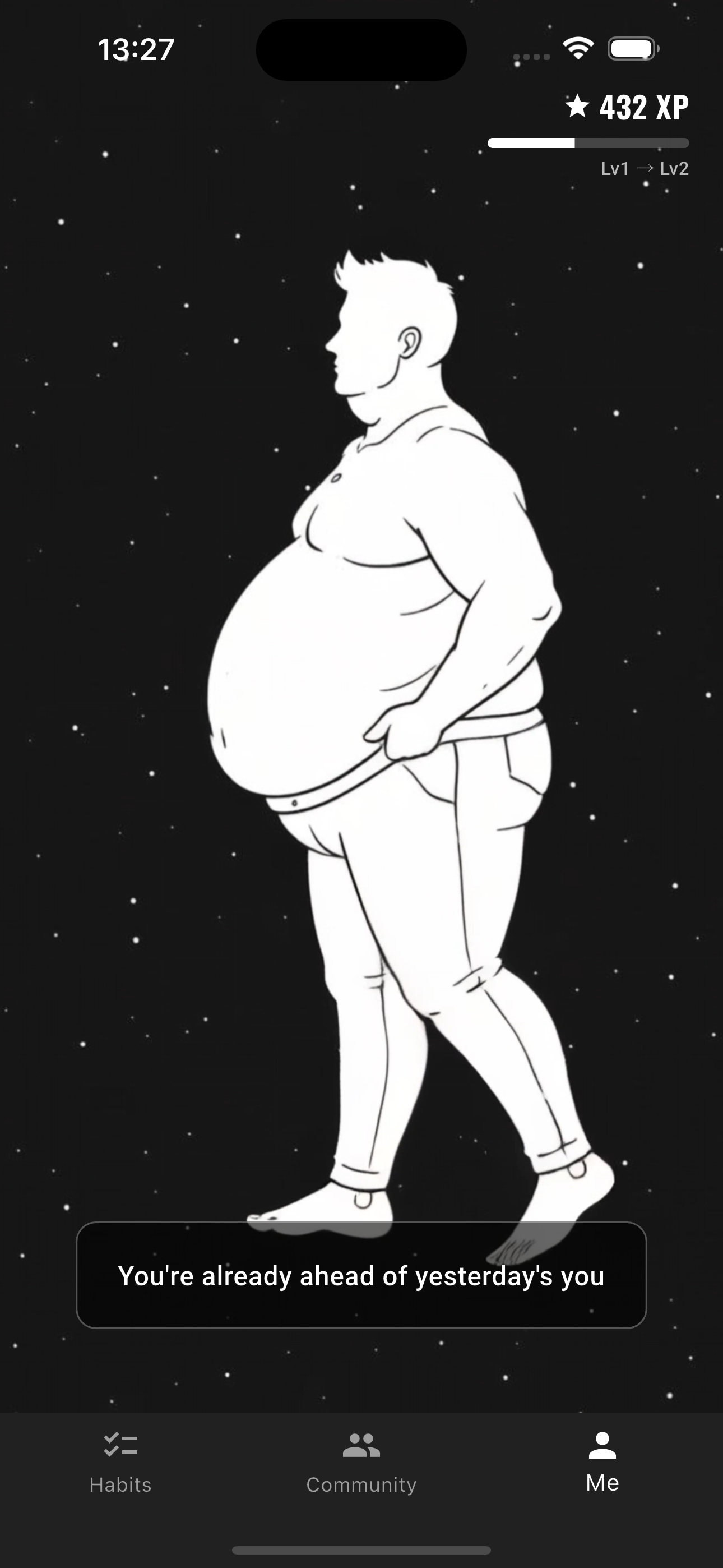 Character evolution screen